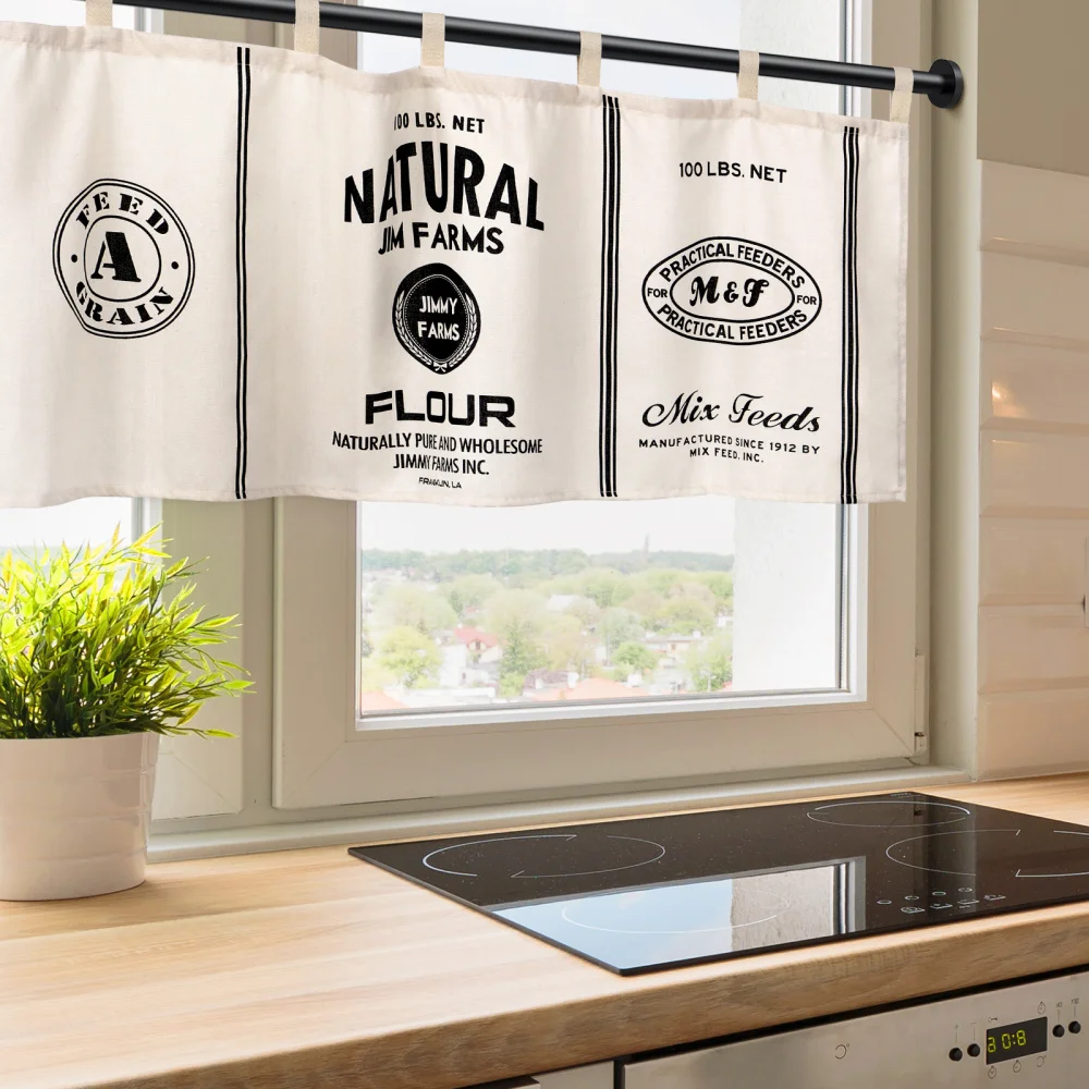 

IMIKEYA Vintage Style Kitchen Short Curtains Cotton Window Valances Increase Privacy for Bathroom Short Half Window Cafe
