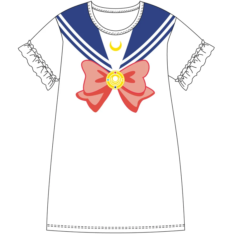 

1pcs Kawaii Anime Sailor Moon Sleepwear Cosplay Costume Summer Short Sleeve Nightdress Daily Clothes Women Girl Gift