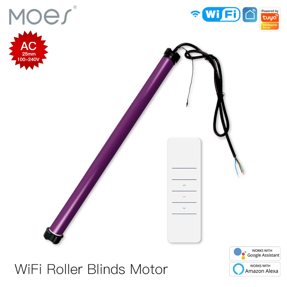 

Moes WiFi Automatic 25mm Smart AC Tubular Roller Blinds Motor RF433 Remote 38mm Tube Smart LifeTuya with Alexa Google Home