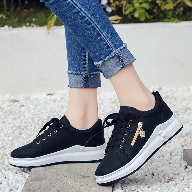 Женские кроссовки обувь из искусственной кожи на плоской платформе женская