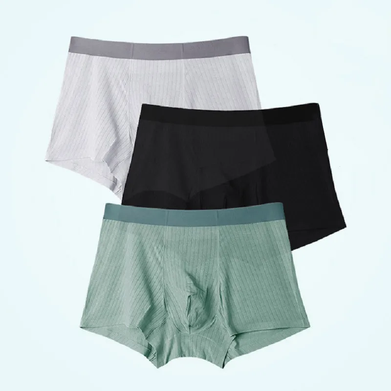 

Мужское нижнее белье 3 шт./лот, мужское нижнее белье из чистого хлопка, дышащее нижнее белье с плоскими углами, однотонные шорты, Брендовое нижнее белье
