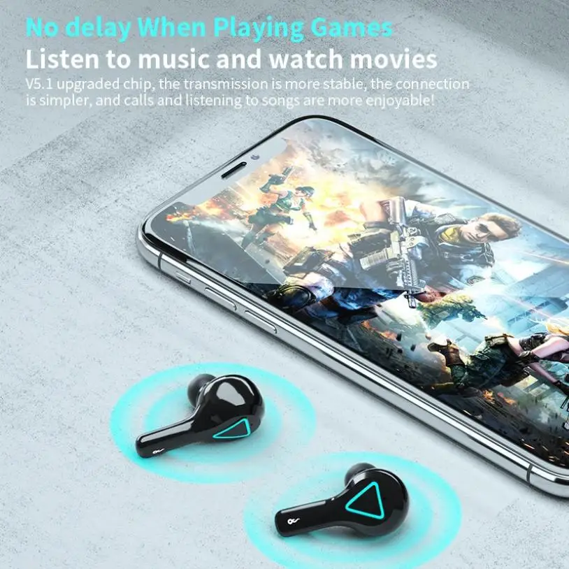 

Wireless Bluetooth 5.1 Earphones Charging Box TWS Headphone Mobile Phone Emergency Charging LED Flashlight Function Earbuds