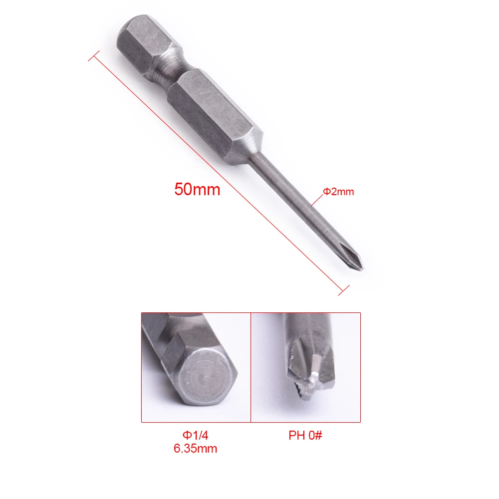 KNOKOO 1/4 Shank Screwdriver Drill Bit 50MM Length Phillips Head HEX6.35 Magnetic Screw Driver Bits 10pcs/lot - Цвет: 6.35x50x2.0x0xPH