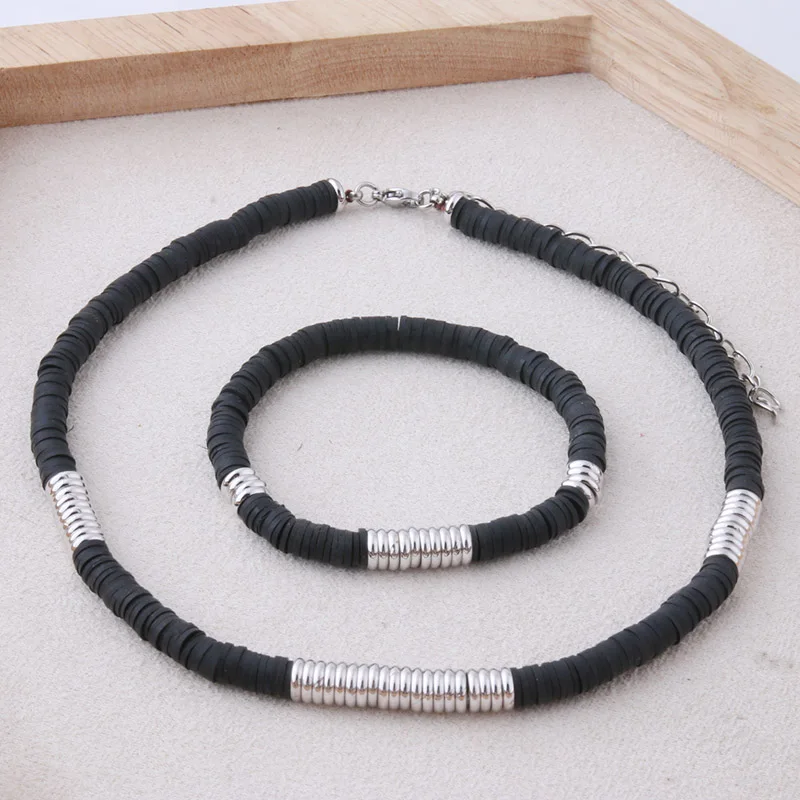 Браслет женский из гематита с бусинами нержавеющей стали | Украшения и