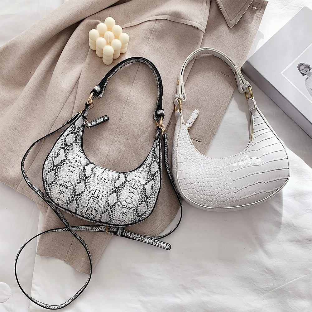 

Сумки для подмышек из искусственной кожи, Женская винтажная сумка на молнии со змеиным принтом, модная Изысканная сумка для покупок