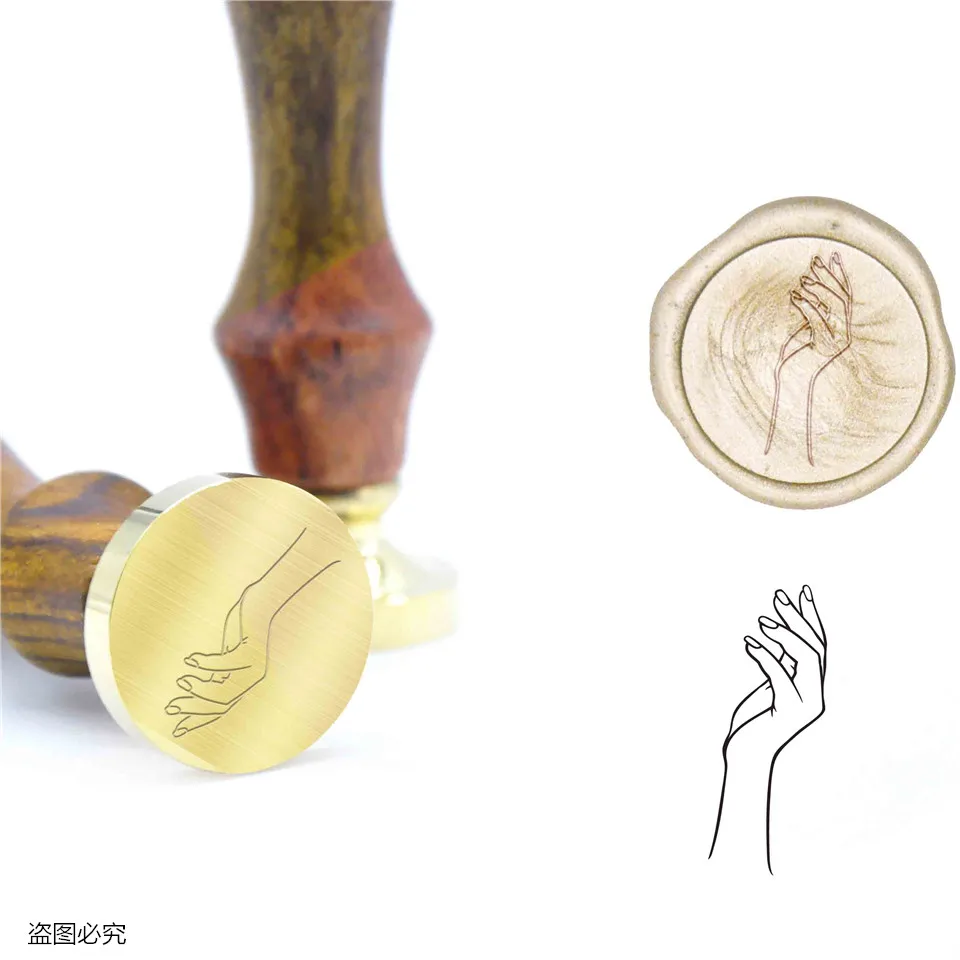 Пользовательские начальные штампы Медная головка деревянная ручка старинное