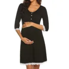 Женское платье для беременных с полурукавами, кружевное лоскутное платье для повседневного ношения или детского праздника