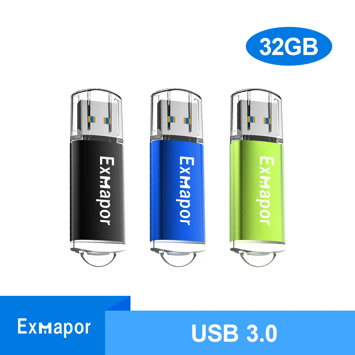 

32GB Flash Drive USB 3.0, Exmapor USB Drive 32 GB USB3.0 High Speed 3 PCS Memory Stick Thumb Drives for PS4/PC/Laptop/Computer