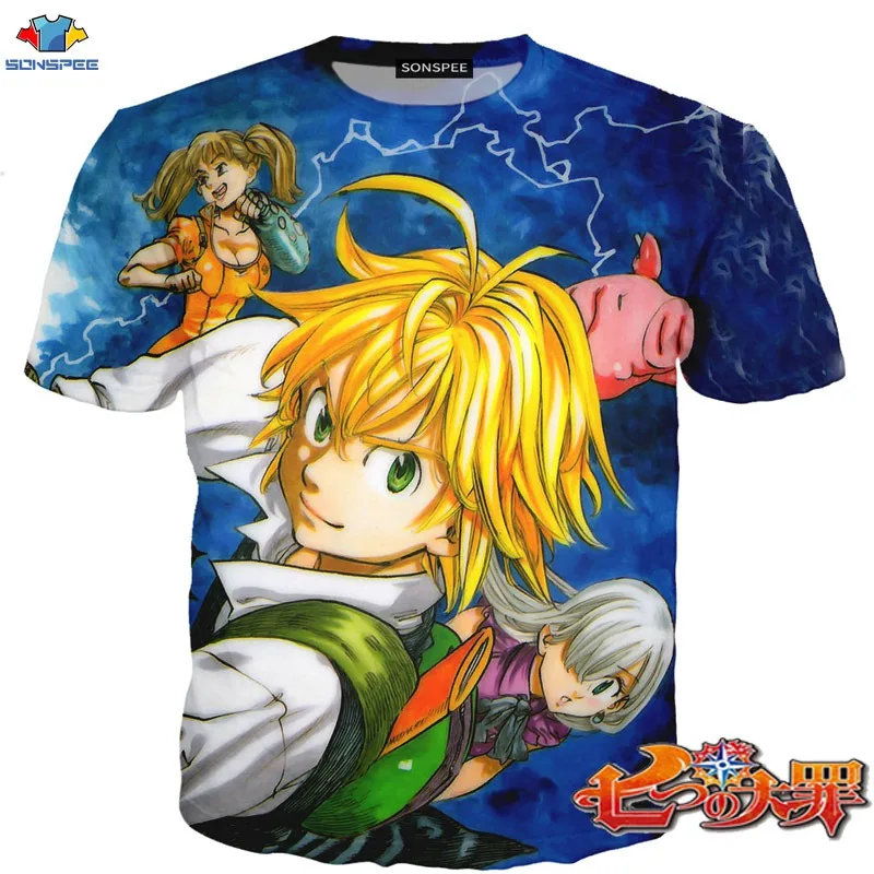 SONSPEE/новая футболка с аниме Семь смертных грехов Мужская 3D принтом Природа лес