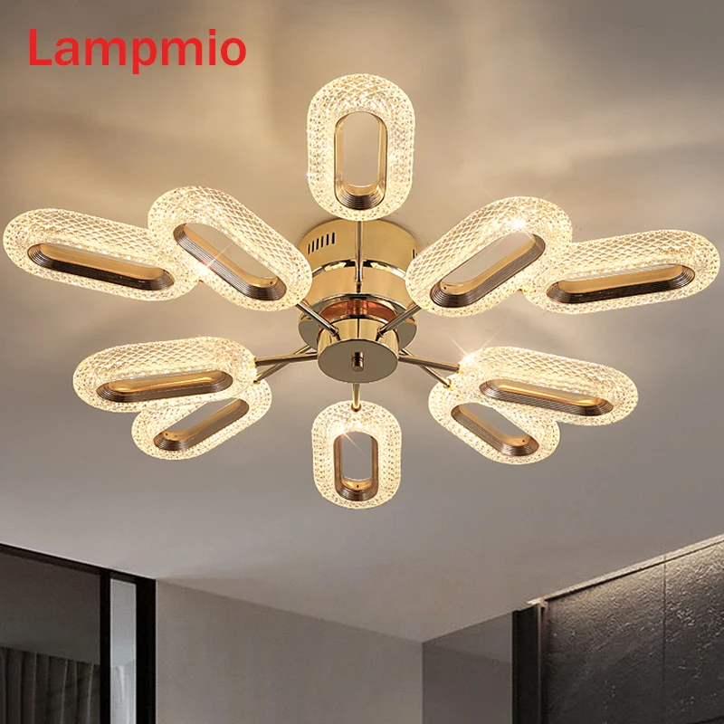 

Lampmio New Modern Golden Ceiling Lights For Living Room Bedroom Kitchen Island Luxurious Lustres LED Rooms Chandelier Lighting