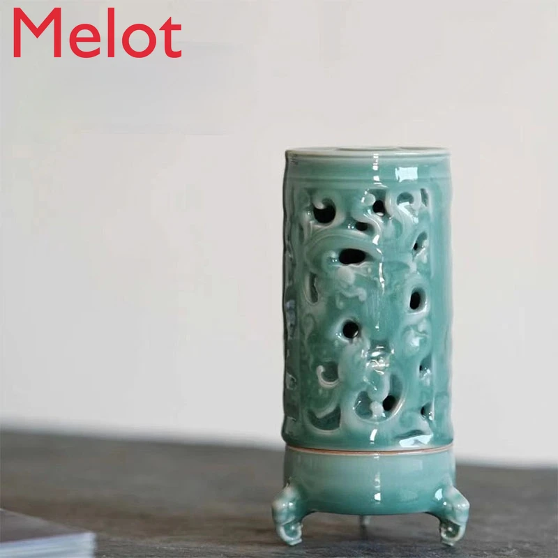 

Курильница Longquan Celadon ручной работы, курильница Хуан КЭ мальчик и девушка, чайный набор, ароматическая горелка, керамическая домашняя куриль...