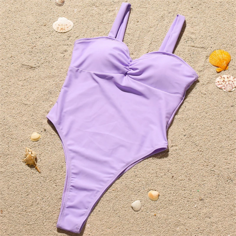 Купальник GNIM женский однотонный пикантный слитный купальник-бандо с завышенной