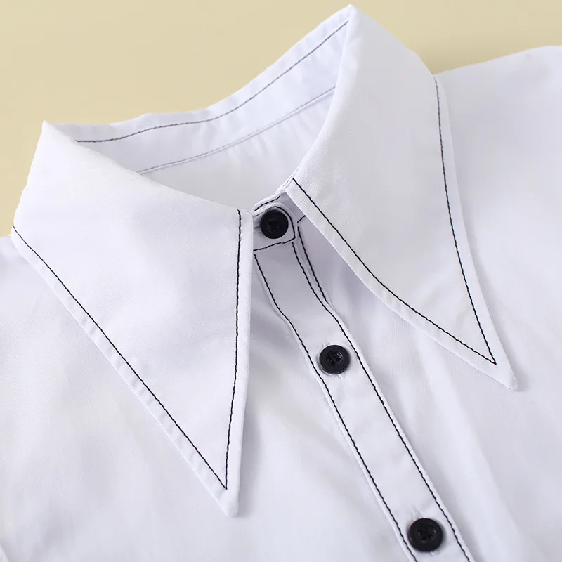 Женский Большой Белый накладной воротник мужская рубашка галстук съемный лацкан