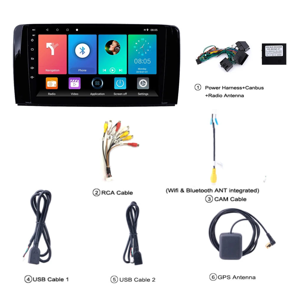 2 Din 9 &quotАвтомобильный мультимедийный плеер Android GPS Авторадио для Mercedes Benz R Class W251 R280