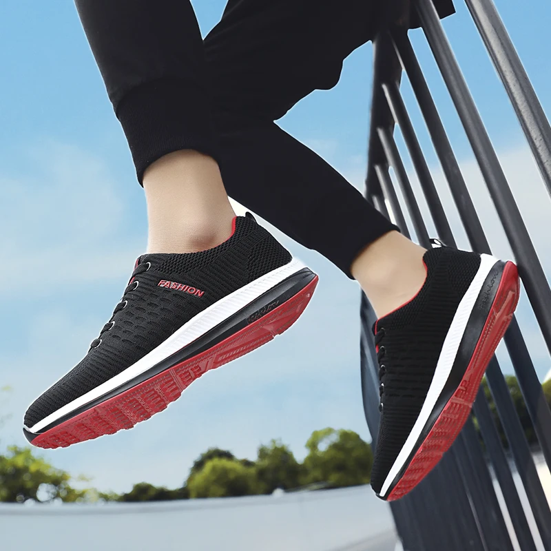 

Mesh Running Shoes Men Sneakers Lightweight Breathable Men Jogging Sport Shoes Lace Up Thick Bottom Wear-resistant Sneakers Male