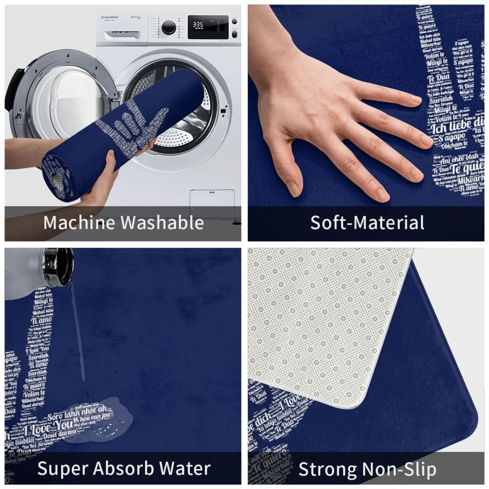 Коврик для коврового покрытия с надписью I Love You на 40 различных языках