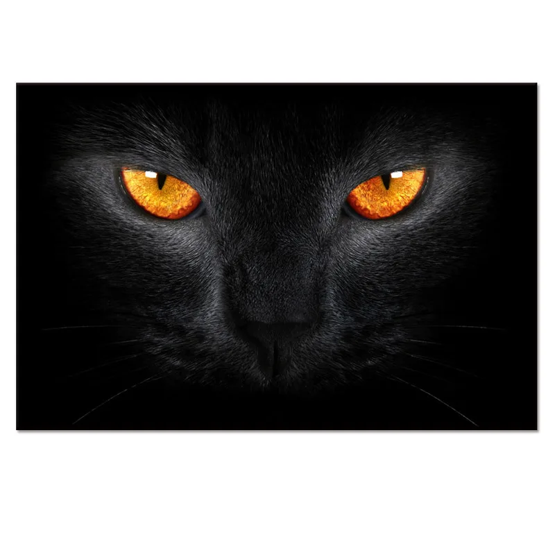 

1 Piece Black Cat Wall Decor Poster Yellow Eyes Cat Print Canvas Painting Modern Style Picture Living Room Wall Art