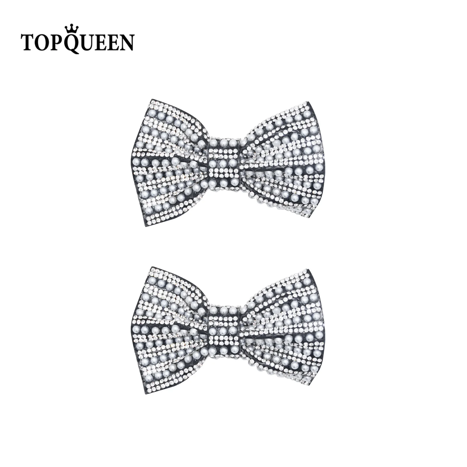 

TOPQUEEN Wedding Shoes Clip Black Bow Knot пряжка для обуви Pearl Rhinestone Sandal High Heels Decoration-AX09