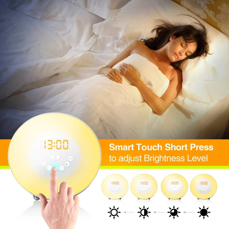 

Smart Digital Alarm Clock Wake Up Light Analog Sunrise Night Light Sunset Table Lamp Decoration Desk Clock Home Decor Supplies