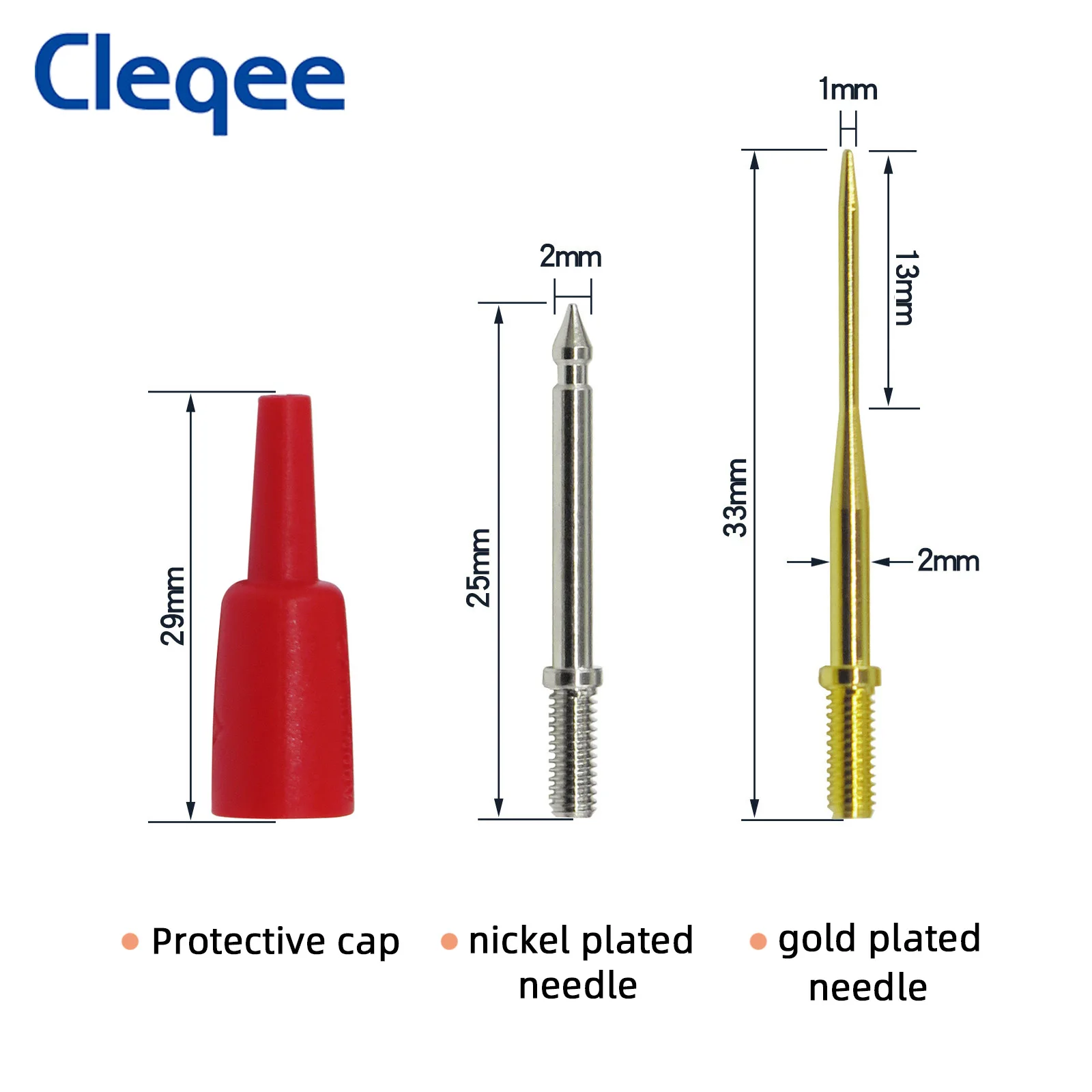 Набор сменных тестовых игл Cleqee P8003.1 8 шт. 1 мм позолоченные острые и 2 Стандартные