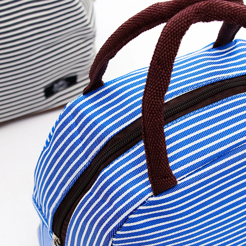 

DL Striped heat preservation waterproof canvas insulation bag large aluminum foil thickened ice bag student supplies