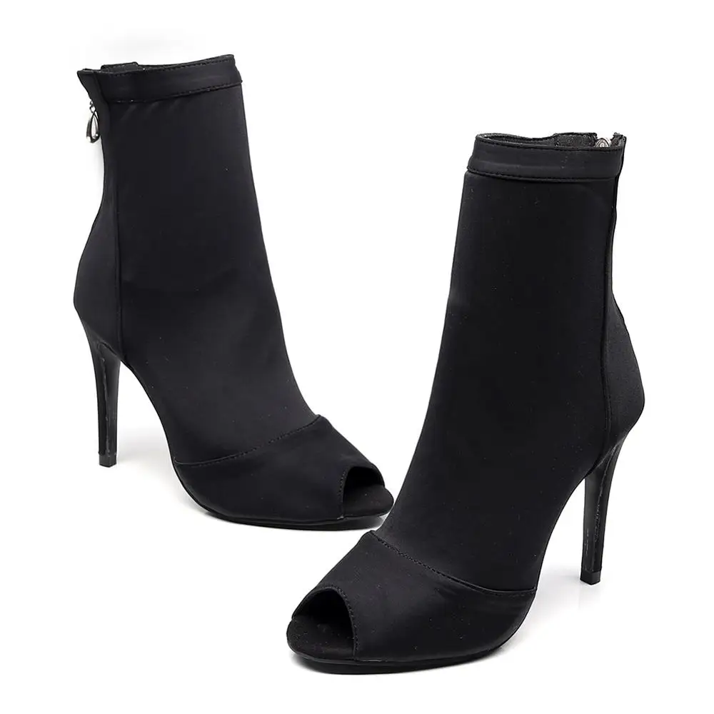 Женские туфли для латиноамериканских танцев DKZSYIM из эластичной ткани и черного