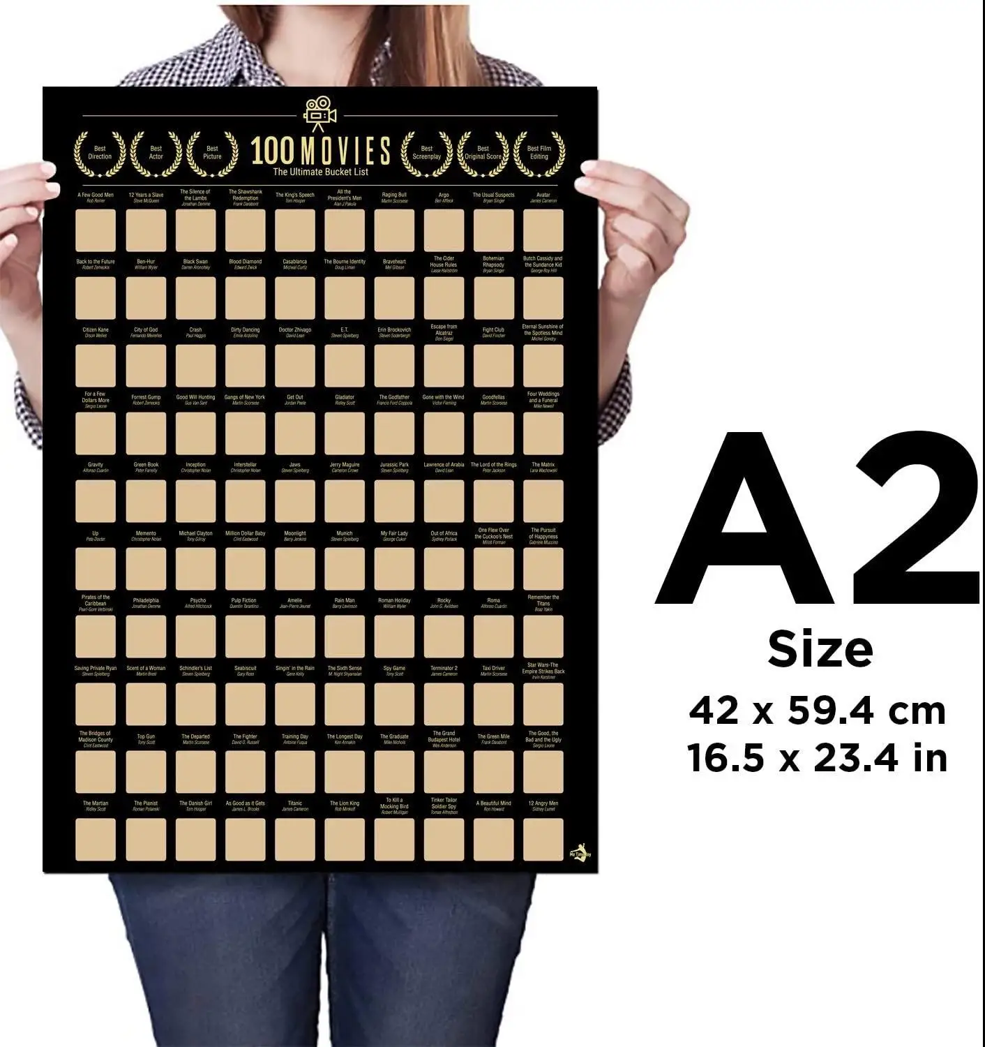 

Poster Scratch Off Top 100 Movies Bucket List Couple Gift Unframed