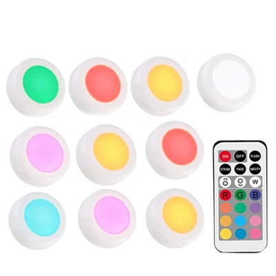 RGB беспроводной датчик касания с регулируемой яркостью светодиодный под кухонные шкафы Светодиодные шайбы для близкого гардероба Лестницы прихожей ночной Светильник - Цвет: 10lamp 1 controller