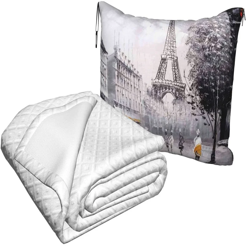 melhor Torre Eiffel Viagem Travesseiro Cobertor Dois-em-um Mochila Cinta E Compacto Avião Saco Cintura Suporte 60x43 Polegadas