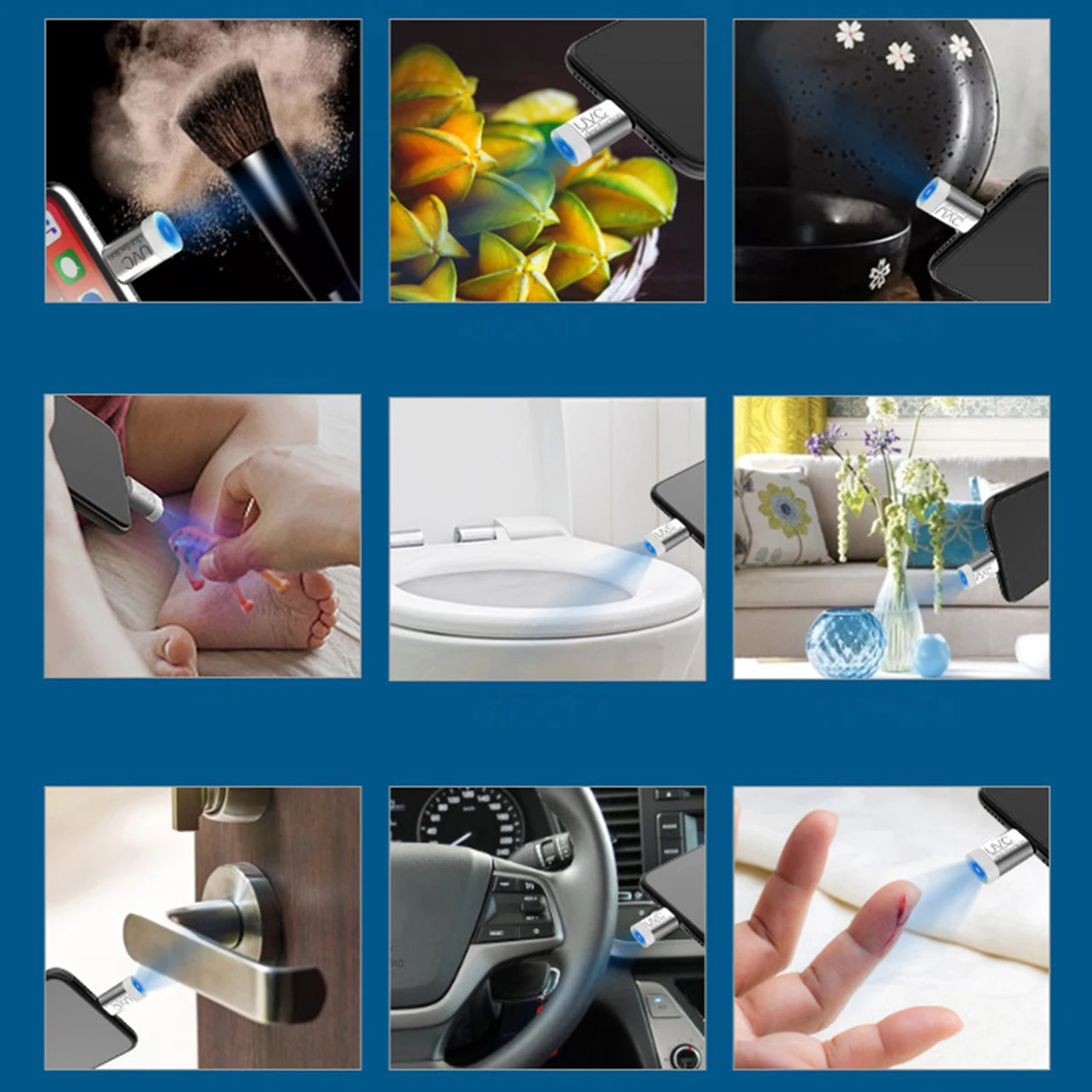 

1PC 0.4W Portable Mini UVC Sterilizer Ultraviolet Sterilizing Light Black Type-C Port