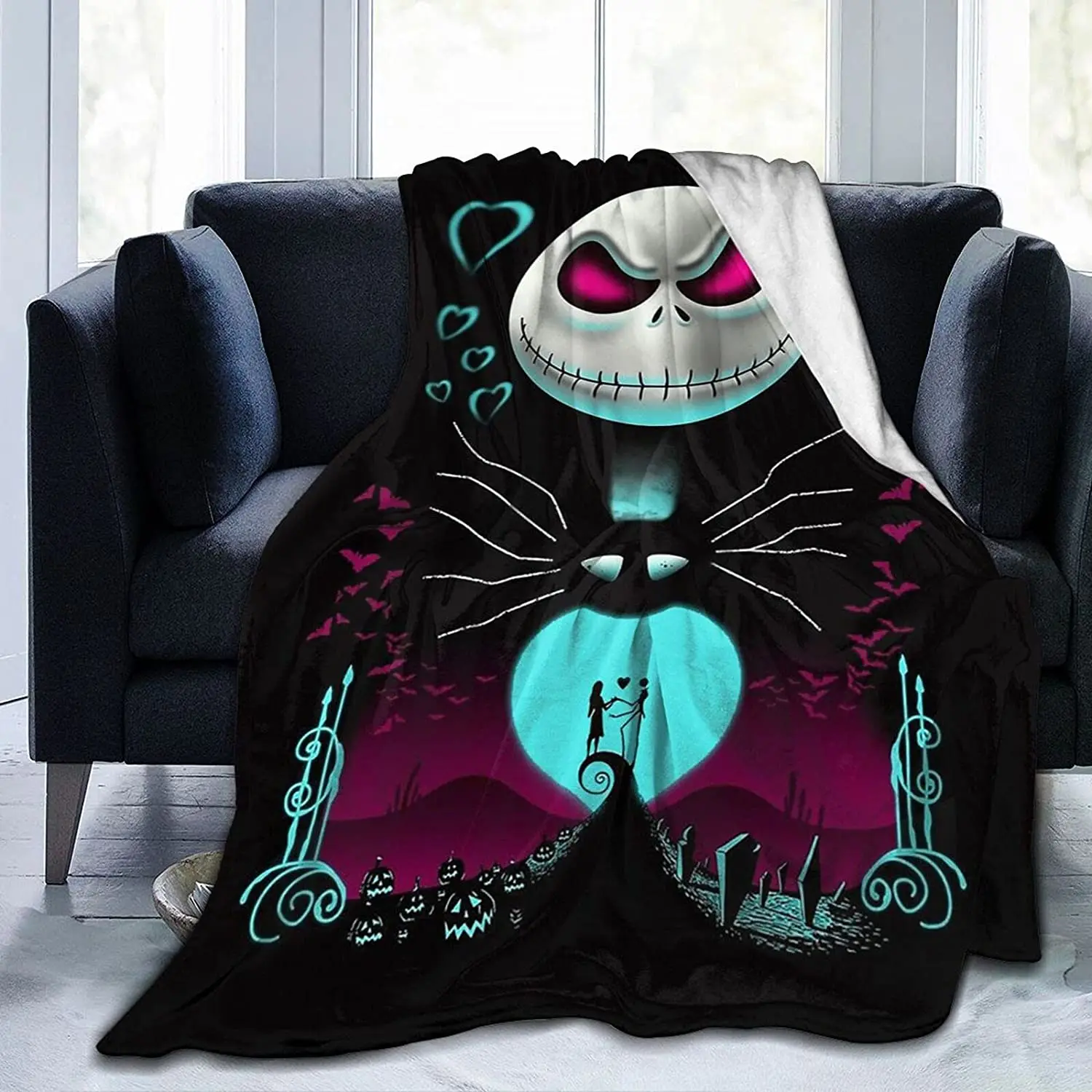 

Manta de franela con manta para Halloween, suave, para regalo, sofá, adecuado para todas las estaciones