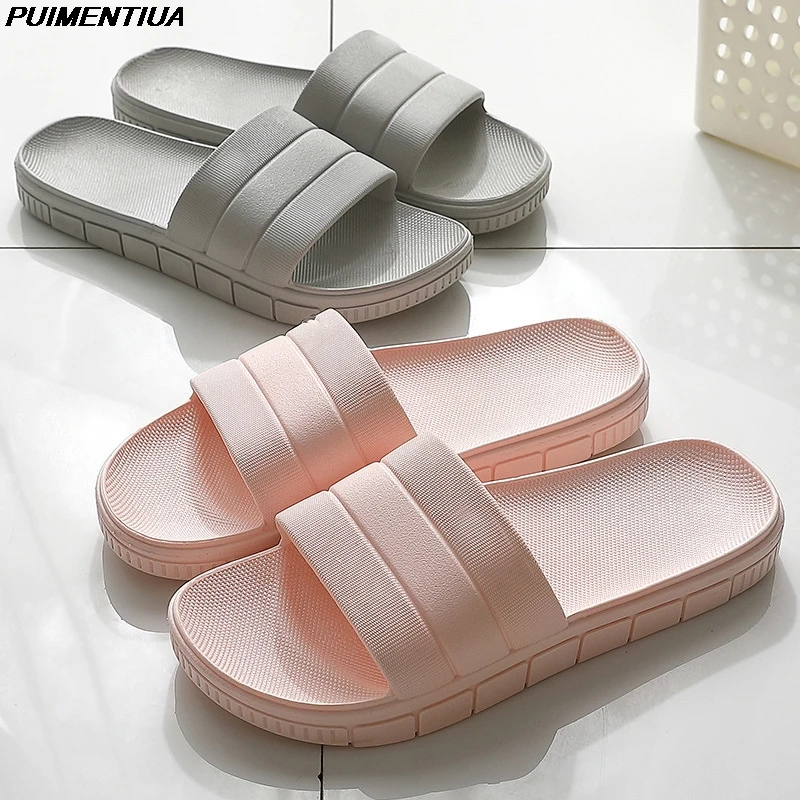 

Summer Home Men Women Slippers Simple Lovers House Shoes Non-slip Bathroom Slides Flip Flops Indoor Beach Male Platform Slippers