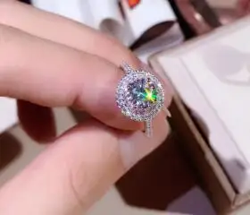 T760 925 Серебряное кольцо для женщин 2 карата 8 мм с кубическим цирконием Кольцо halo |