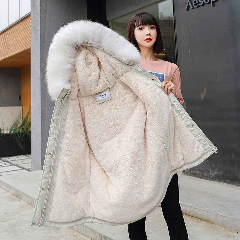 ZQLZ Women's Jacket Winter 2021 Hooded Fur Collar Oversized Down Cotton Coat Female Warm Casual Slim Black Long Parka Mujer