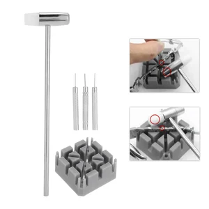 5 шт.компл. звенья для наручных часов Ремешок с разрезом браслет с цепным штифтом для снятия регулятора ремонтный инструмент держатель комплект молотков для часовщика