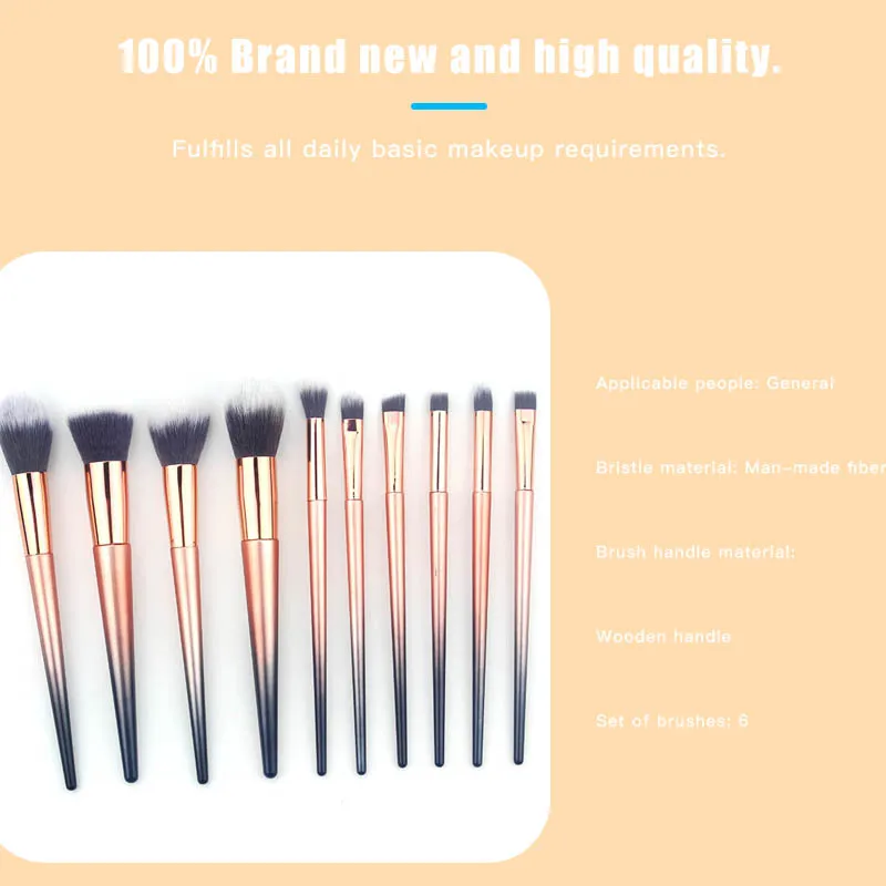 10 PCS Gradient Makeup Brush Set Beauty Tools Eye Shadow Brush Eyebrow Brush Foundation Brush  Multifunctional Cosmetics Tools