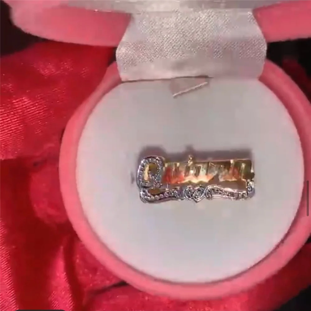 Custom Double Layers Nameplate Ring Hip Hop Women Two Color Name Ring Retro Jewelry For Gift Dropshipping