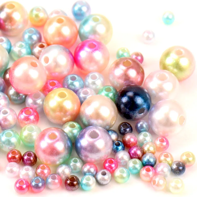 Круглые имитация радужных цветов пластиковые ABS жемчужные бусины для шитья
