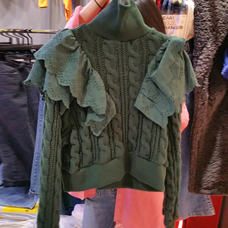 [EWQ] Весна 2020 новинка водолазка пуловеры вязаные пальто Корея с толстым теплым