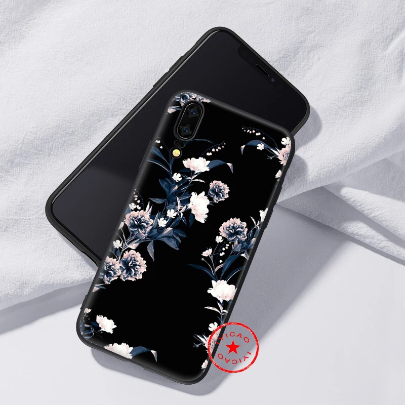 IYICAO простой чехол с изображением сердечка цветка черный мягкий для huawei P30 P20 P10 P9 P8