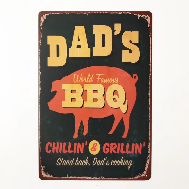 Винтажные металлические вывески плакат тарелка домашний декор 20*30 см DAD'S BBQ