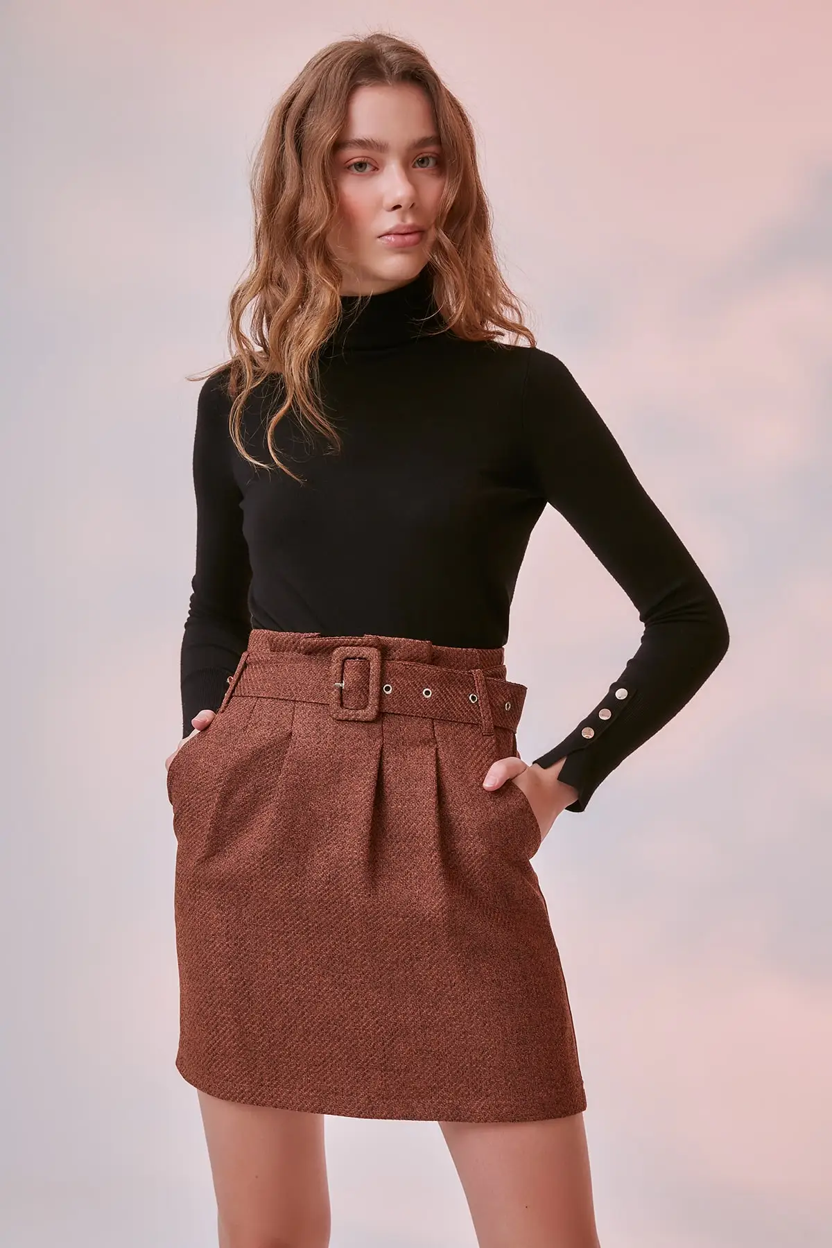 Трендовый норковый пояс юбка TOFAW19ST0119|Женские юбки| |