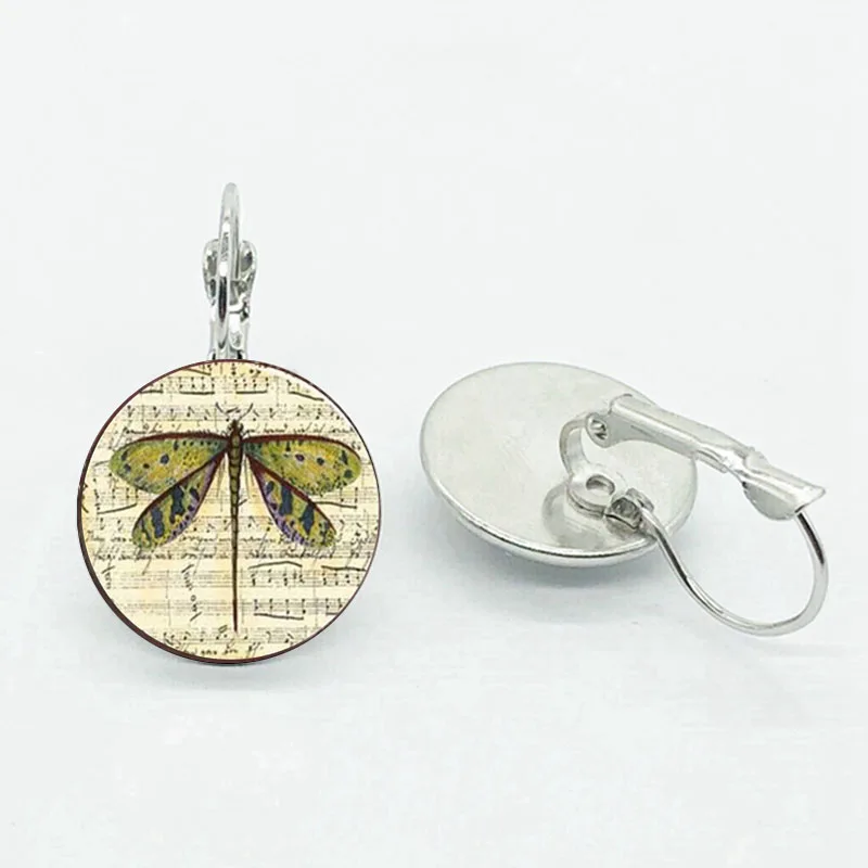 Лидер продаж милые серьги-подвески в виде стрекозы круглые стеклянные выпуклые