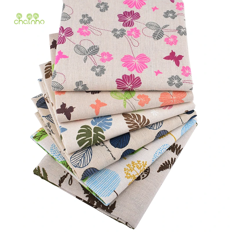 Chainho серия Цветных Листьев напечатанная хлопчатобумажная льняная ткань для DIY