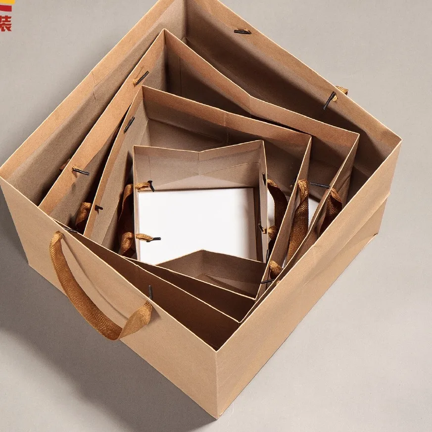 Цветочный магазин крафт бумажный пакет большая переносная сумка с квадратным