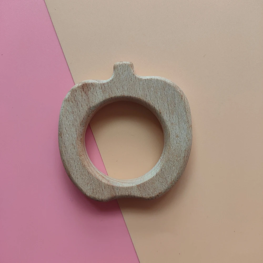 

20pcs New Safety Apple Shape Baby Teether Teething Toys Food Grade Beech Teether Baby Bite Wooden Color Tooth Dental Care Toys
