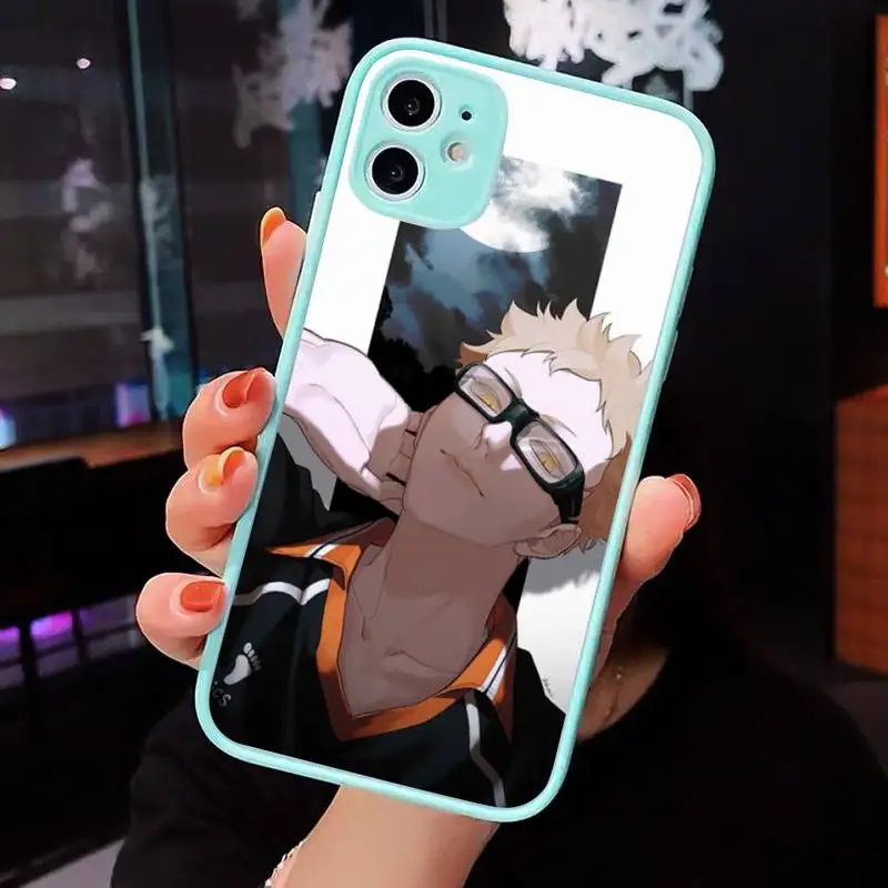 

tsukishima kei Haikyuu anime series Phone Case For iPhone 12 11 Mini Pro XR XS Max 7 8 Plus X Matte transparent blue Back Cover