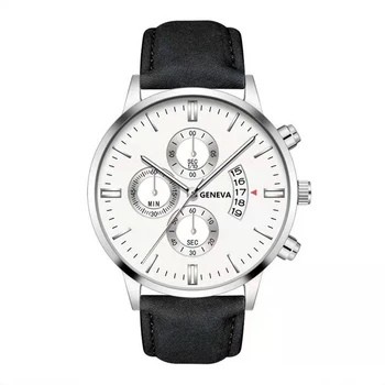 Men Watch Fashion Sport Wrist Alloy Case Leather Band  Quartz Business Wristwatch Calendar Clock Gift 5