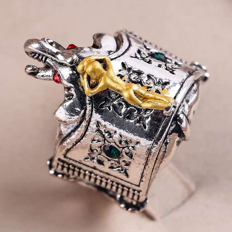 

Silver Color Cute Animal Elephant Finger Rings for Women Men's Vintage Gothic Punk Ring Band Fashion Jewelry D5M518 Anillos Gift