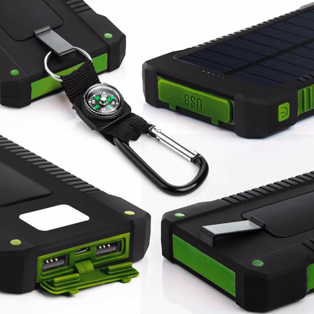 20000mAH портативный внешний аккумулятор Power Bank Солнечное зарядное устройство с SOS